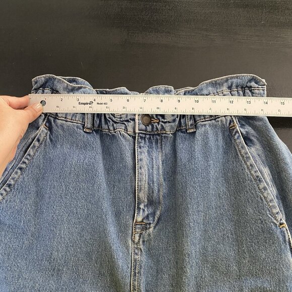 Zara Jeans Women's 8 Baggy Barrel High Waisted Ruffled Paperbag Elastic Waist - Picture 10 of 13